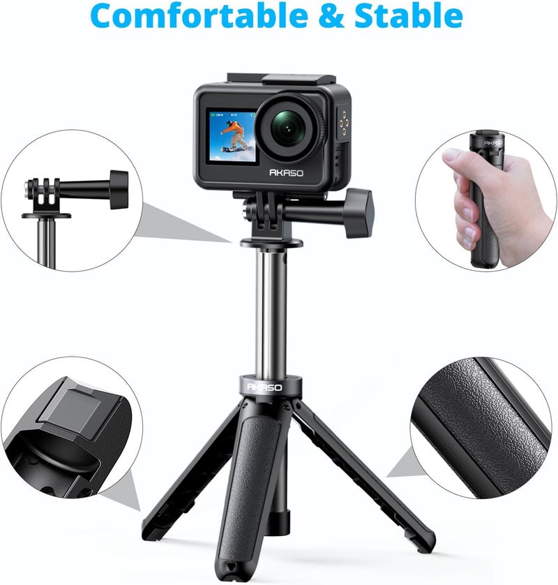 Akaso Mini Selfie Stick Tripod Lightweight Extension for Shooting Video Vlog Accessories Compatible with Action Camera EK7000/Brave 4/Brave 7 LE/Brave 7/GoPro Hero12/11/10/ 9/Max/DJI Osmo Action - Image 3